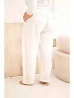 Dámské bavlněné kalhoty Plus Size s gumou v pase ecru Dámské bavlněné kalhoty Plus Size s gumou v pase ecru