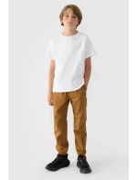Chlapecké Kalhoty Jogger Casual Hladké Khaki model 21668686 - 4F Chlapecké Kalhoty Jogger Casual Hladké Khaki model 21668686 - 4F