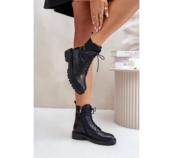 Kožené botky worker s teplou podšívkou na zip černé Elosie Kožené botky worker s teplou podšívkou na zip černé Elosie