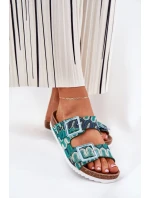 Dámské Pantofle S Přezkami A Briliantem S.Barski RB51-006 Zelené Dámské Pantofle S Přezkami A Briliantem S.Barski RB51-006 Zelené