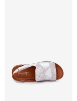 Dámské Kožené Sandály Na Klínu S Pletením model 21702005 Bílé - Maciejka