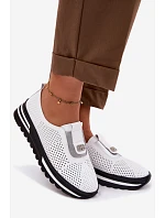 Dámské nazouvací polobotky z pravé kůže S.Barski LR61-7092 Bílá