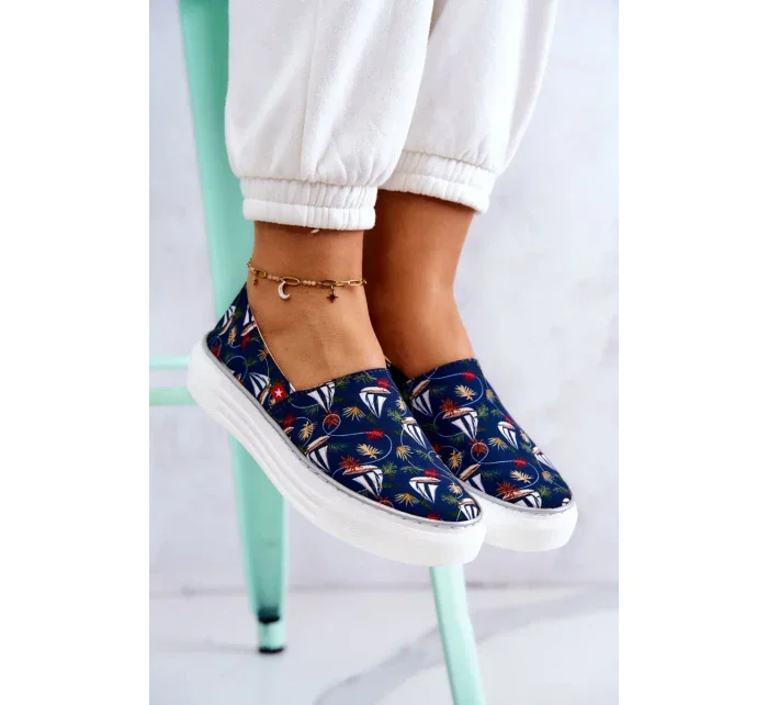 Dámské Slip On s paměťovou pěnou Big Star - tmavě modrá Dámské Slip On s paměťovou pěnou Big Star - tmavě modrá