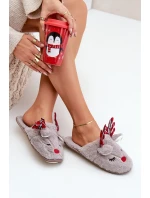 Vánoční Pantofle S Motivem Sobů Tmavě Béžové Sylaia