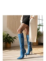 Dámské kozačky na podpatku model 22038538 Jeans modrá - Step in style