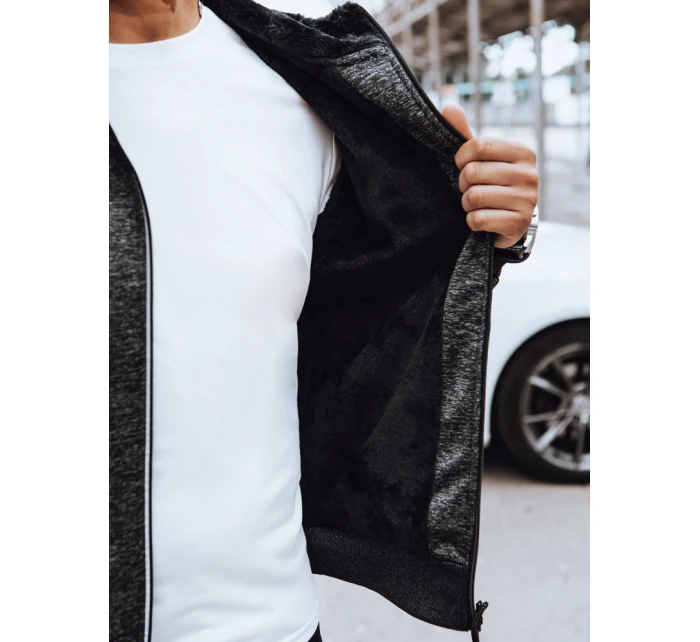 Pánská rozepínací zateplená mikina tmavě šedá Dstreet BX5626