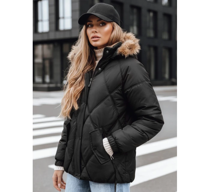 Dámská zimní prošívaná bunda s kapucí černá FashionStreet TY5232