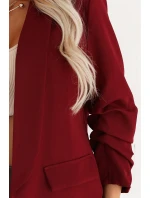 588-4 Dámské klasické sako s nabíranými rukávy - vínové 588-4 Dámské klasické sako s nabíranými rukávy - vínové