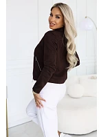 Semišová bunda ve stylu s dlouhými rukávy a zipy – čokoládová model 22297220 - numoco basic