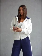 modrý hrubší dámský bavlněný komplet s rozepínací mikinou model 20905694 - Moon