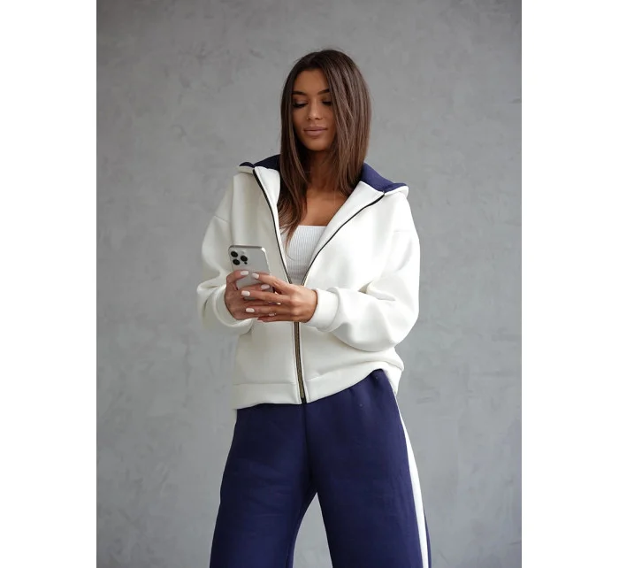 modrý hrubší dámský bavlněný komplet s rozepínací mikinou model 20905694 - Moon