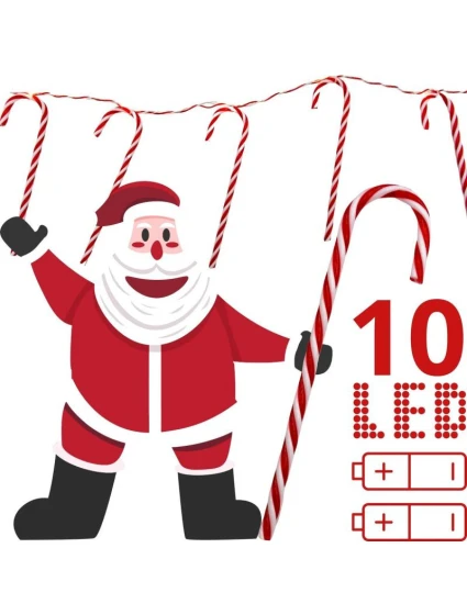 SVĚTLA GIRLANDY 10 VEDL LÍZÁTKO TYČINKY VÁNOČNÍ STROM TEPLÁ BÍLÁ LUCA