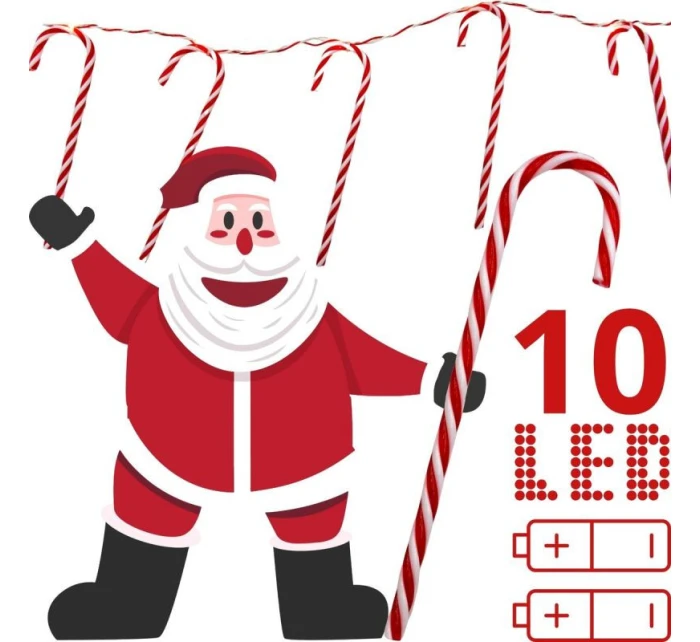 SVĚTLA GIRLANDY 10 VEDL LÍZÁTKO TYČINKY VÁNOČNÍ STROM TEPLÁ BÍLÁ LUCA