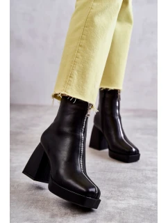 Dámské kozačky na  se zipem černá model 21595111 - Boto