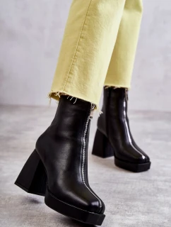 Dámské kozačky na  se zipem černá model 21595111 - Boto