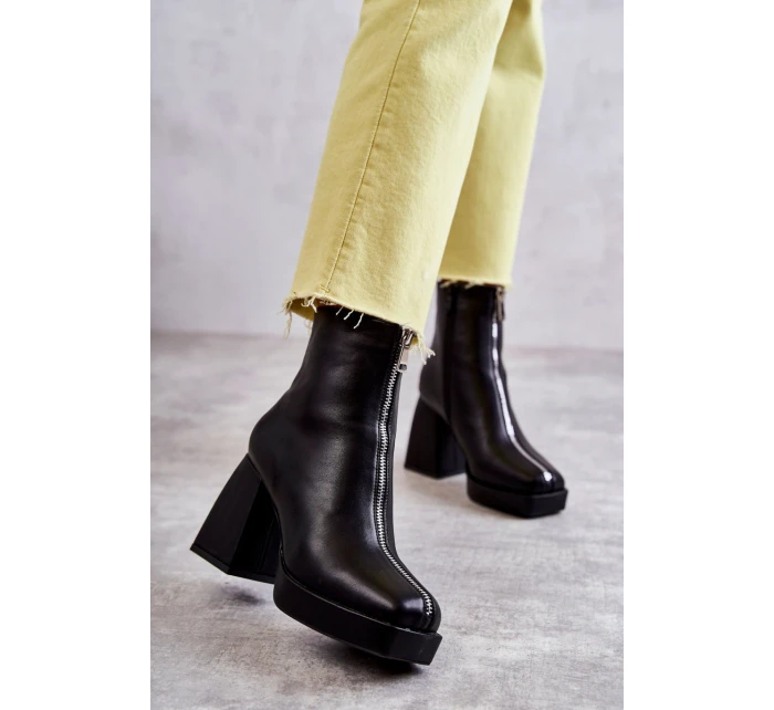 Dámské kozačky na  se zipem černá model 21595111 - Boto