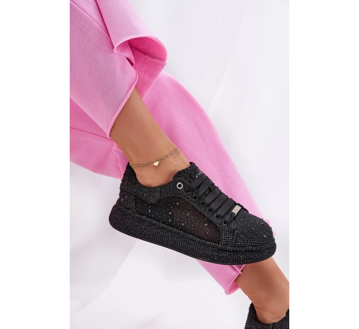 Zdobené tenisky na platformě GOE NN2N4021 černé Zdobené tenisky na platformě GOE NN2N4021 černé