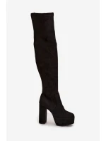 Kozačky na podpatku a platformě za koleno černé model 21744723 - Boto