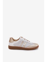 Kožené Síťované Dámské Tenisky Zazoo N1318 Stříbrno-zlaté