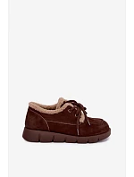 Dámské kožené semišové nízké zimní boty model 22404651 Hnědé - VINCEZA Dámské kožené semišové nízké zimní boty model 22404651 Hnědé - VINCEZA