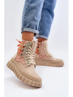 Béžové dámské vysoké tenisky na masivní platformě Kernia