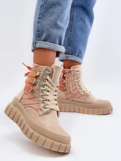 Béžové dámské vysoké tenisky na masivní platformě Kernia