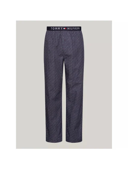 Pánské pyžamové kalhoty UM0UM02993 02E tm. modré s potiskem - Tommy Hilfiger