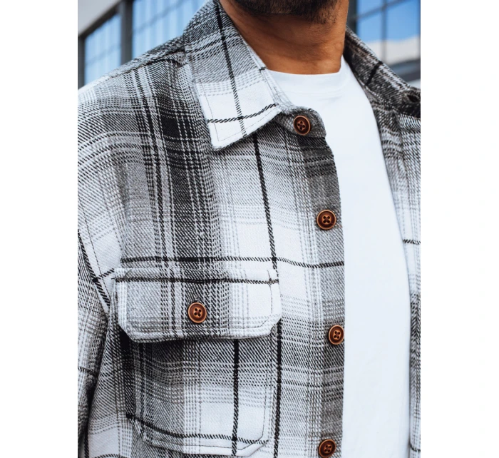 Pánská černobílá kostkovaná flanelová košile FashionStreet DX2677