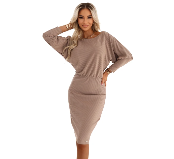 Pruhované šaty s žebrovanými manžetami model 21803464 - numoco Pruhované šaty s žebrovanými manžetami model 21803464 - numoco