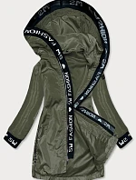 Tenká dámská bunda s ozdobným lemováním khaki (B8145-11)