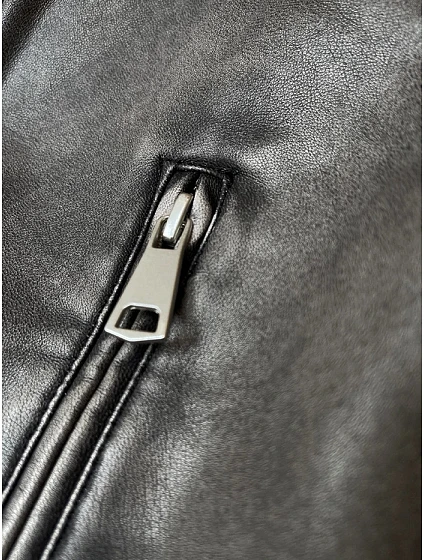 Šedá bunda typu "bomber" z ekologické kůže model 19739204 - NEW COLLECTION Šedá bunda typu "bomber" z ekologické kůže model 19739204 - NEW COLLECTION