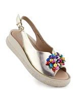 Dámské kožené sandály Filippo DS6983 s korálky a zlatou metalízou