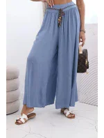 Dámské kalhoty z viskózy se širokými nohavicemi džínovina