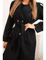 Dámský kabát v pase s límcem černý Dámský kabát v pase s límcem černý