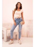 Dámská klasická bavlněná blůza s krátkým rukávem modrá