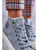 Dámské Kožené Teplé Tenisky Big Star EE274115 Světle Modré Dámské Kožené Teplé Tenisky Big Star EE274115 Světle Modré