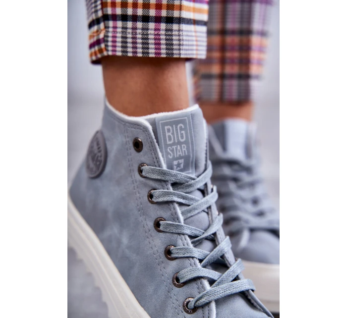 Dámské Kožené Teplé Tenisky Big Star EE274115 Světle Modré Dámské Kožené Teplé Tenisky Big Star EE274115 Světle Modré