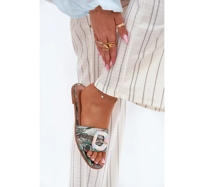 Ploché dámské pantofle s ozdobnou sponou multikolor Clariola Ploché dámské pantofle s ozdobnou sponou multikolor Clariola