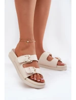 Dámské Pantofle Se Zlatými Přezkami Béžové model 21696849 - EVENTO