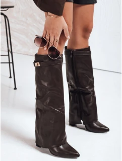 Dámské kozačky s širokým svrškem hnědé FashionStreet ZY1118