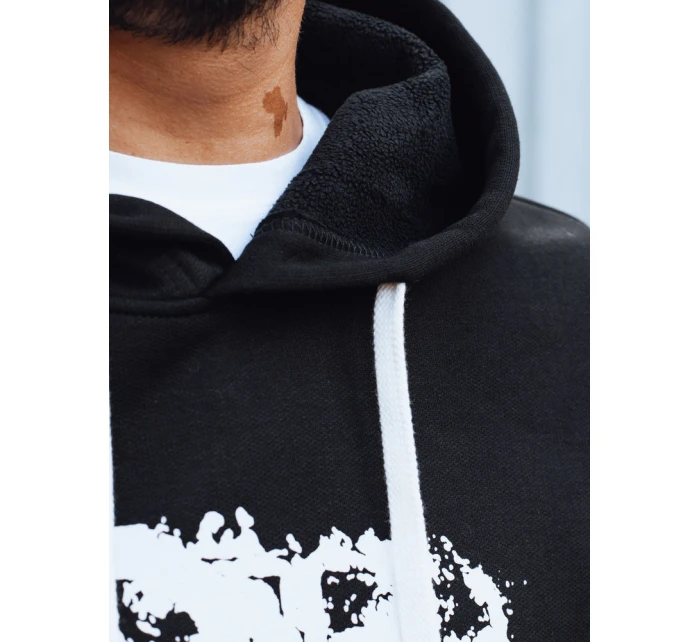 Pánská zateplená mikina s potiskem černá FashionStreet BX5927 Pánská zateplená mikina s potiskem černá FashionStreet BX5927