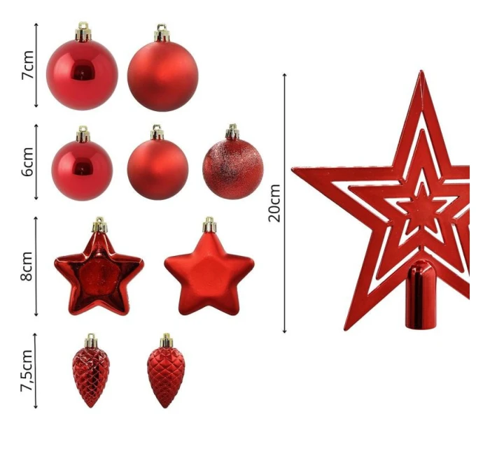 DEKORATIVNÍ PLASTOVÁ CETKA BEZPEČNÁ 40KS ČERVENÁ SLÍDA