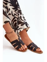 Dámské Pantofle Na Plochém Podpatku Černé Mirona Dámské Pantofle Na Plochém Podpatku Černé Mirona