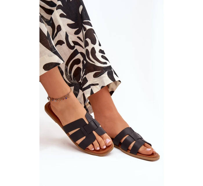 Dámské Pantofle Na Plochém Podpatku Černé Mirona Dámské Pantofle Na Plochém Podpatku Černé Mirona