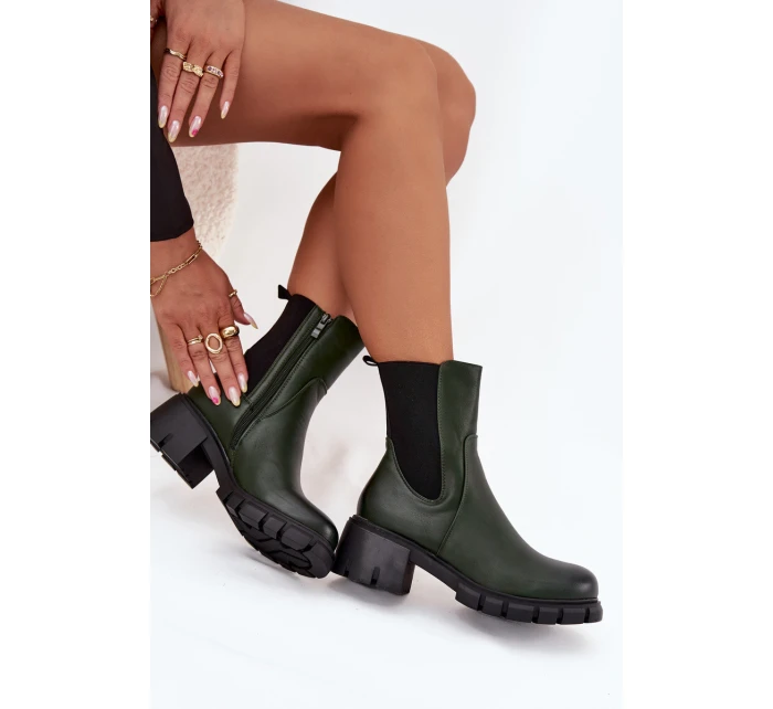 Dámské Boty Na Korku Eko Kůže Tmavě Zelené Kyra Dámské Boty Na Korku Eko Kůže Tmavě Zelené Kyra