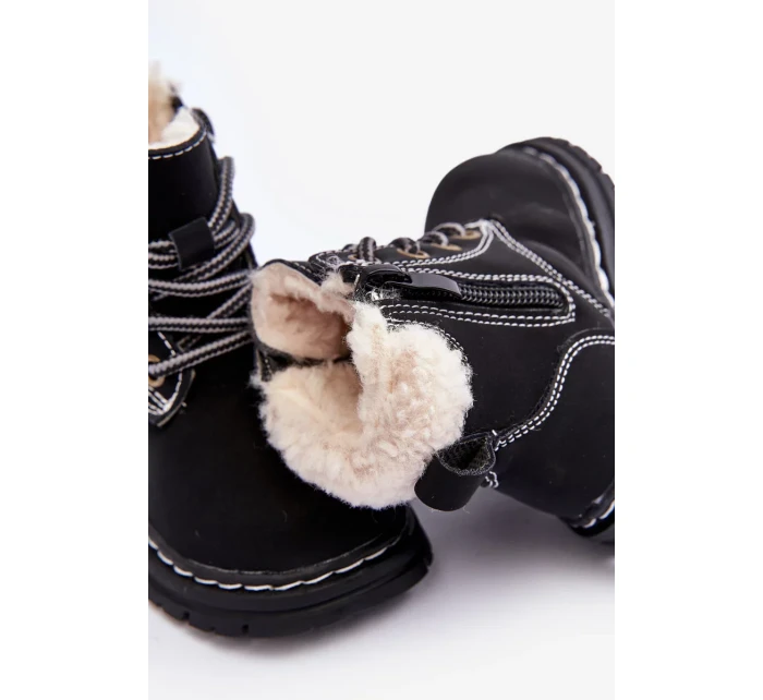Dětské boty Trapper se zipem a ovčí kůží, černá Marialee