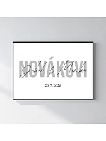 Personalizovaný magický fotoobraz v rámu - čtverec 50x70 - jména novomanželů Personalizovaný magický fotoobraz v rámu - čtverec 50x70 - jména novomanželů