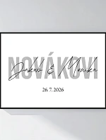 Personalizovaný magický fotoobraz v rámu - čtverec 50x70 - jména novomanželů