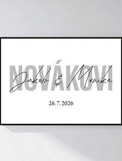 Personalizovaný magický fotoobraz v rámu - čtverec 50x70 - jména novomanželů