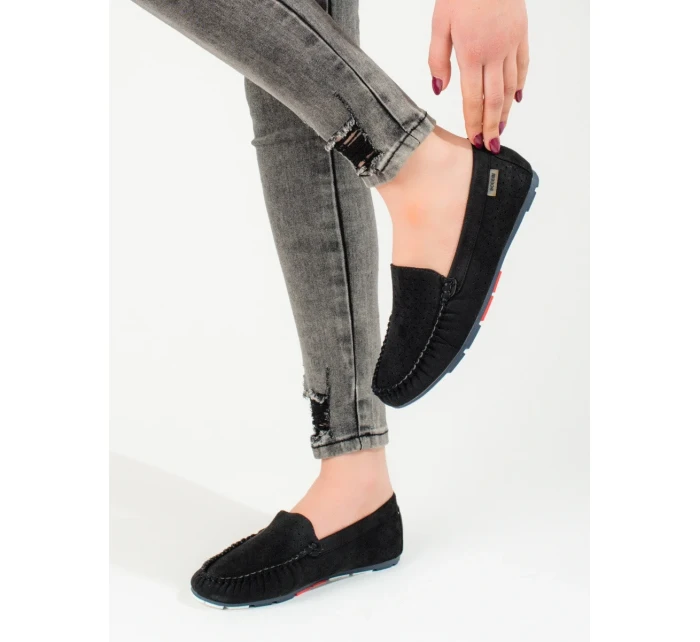 Komfortní mokasíny dámské černé bez podpatku Komfortní mokasíny dámské černé bez podpatku